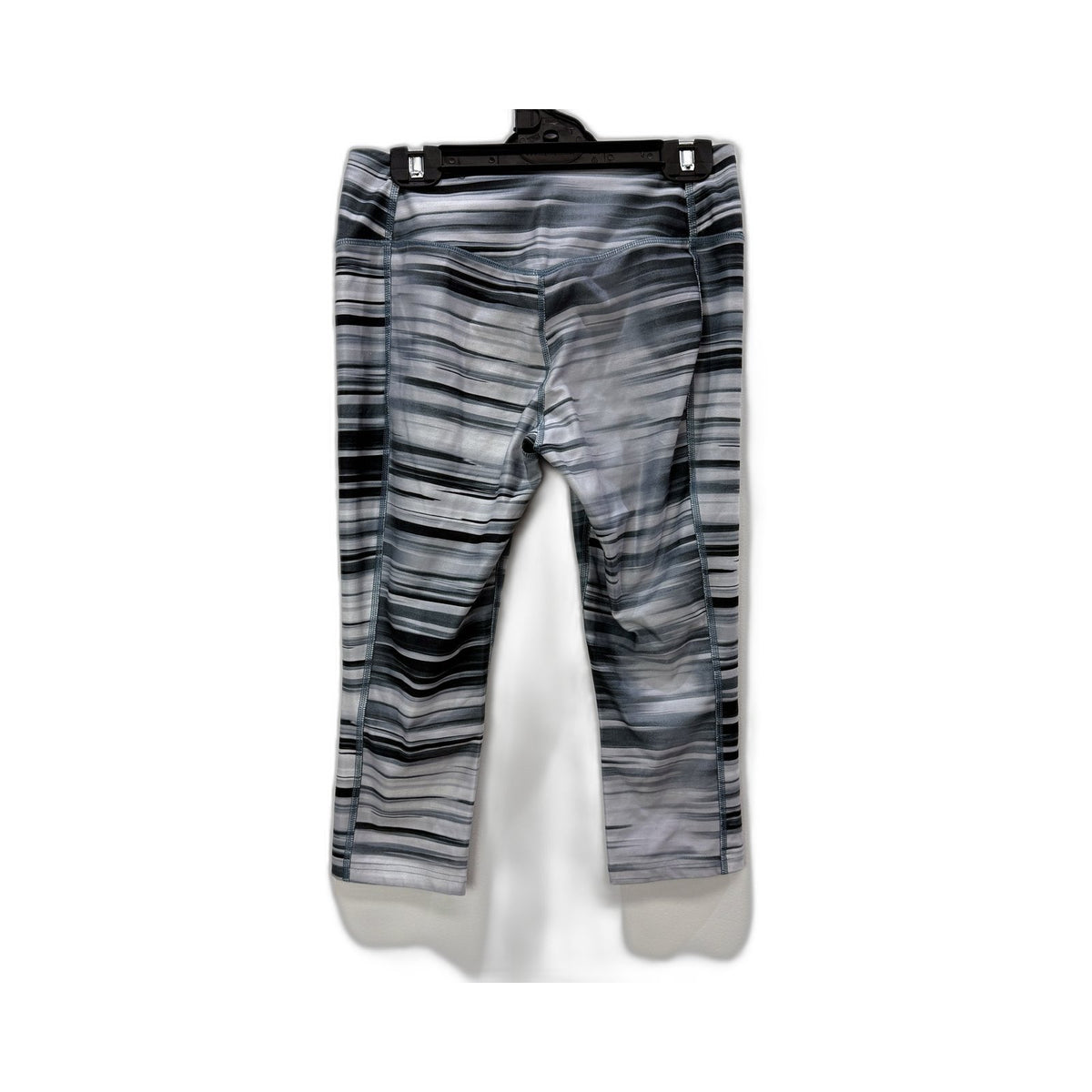 Nike Womens Striped Capri Leggings Gray Black Athletic Size M
