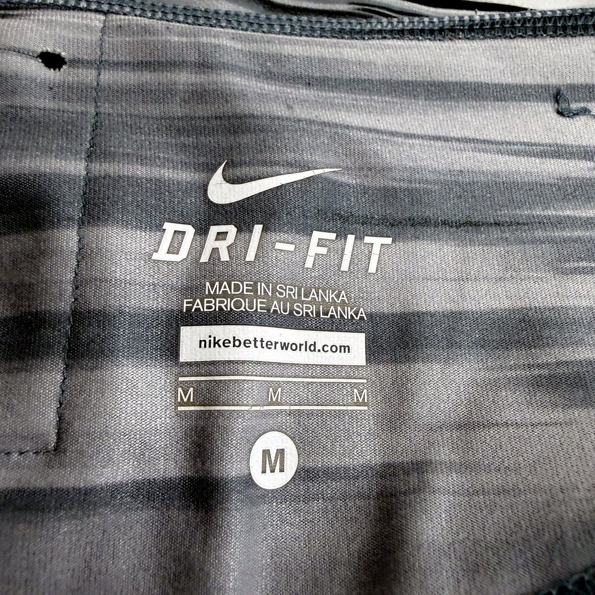Nike Womens Striped Capri Leggings Gray Black Athletic Size M