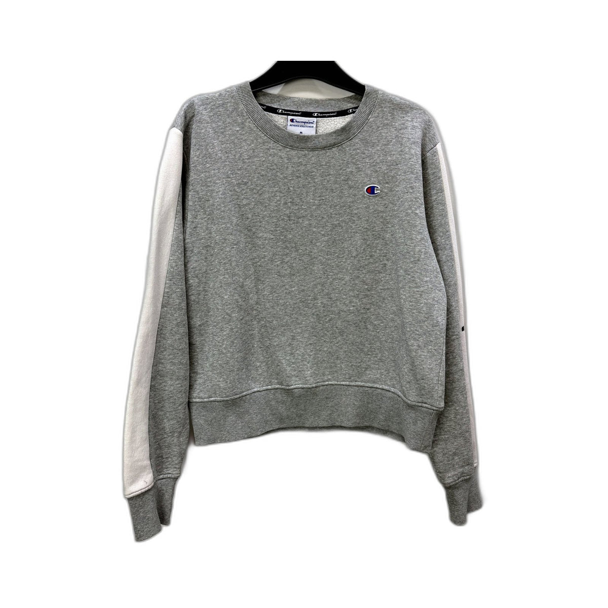 Champion Womens Pullover Sweatshirt Gray with White Sleeves Size M