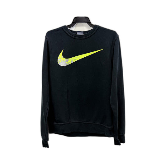 Nike Womens Black Pullover Sweatshirt with Neon Yellow Swoosh Size S