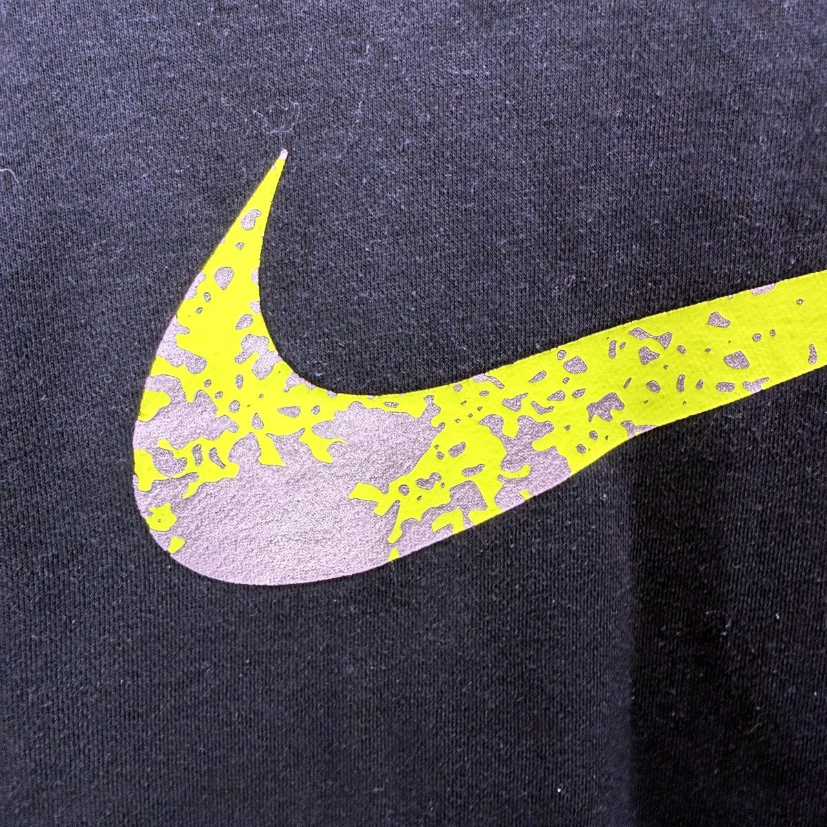 Nike Womens Black Pullover Sweatshirt with Neon Yellow Swoosh Size S
