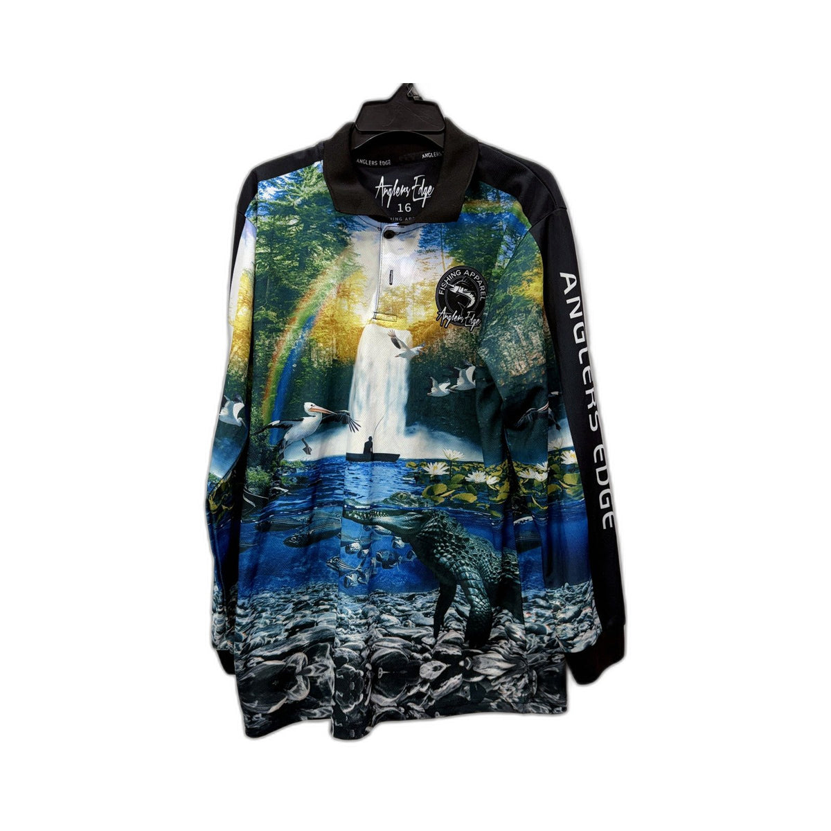 Anglers Edge Womens Long Sleeve Graphic Fishing Shirt Multi Color Size 16