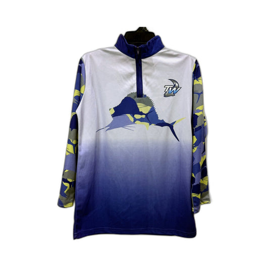 Tackle World Boys Quarter-Zip Pullover Fishing Shirt Multi Color Size 10