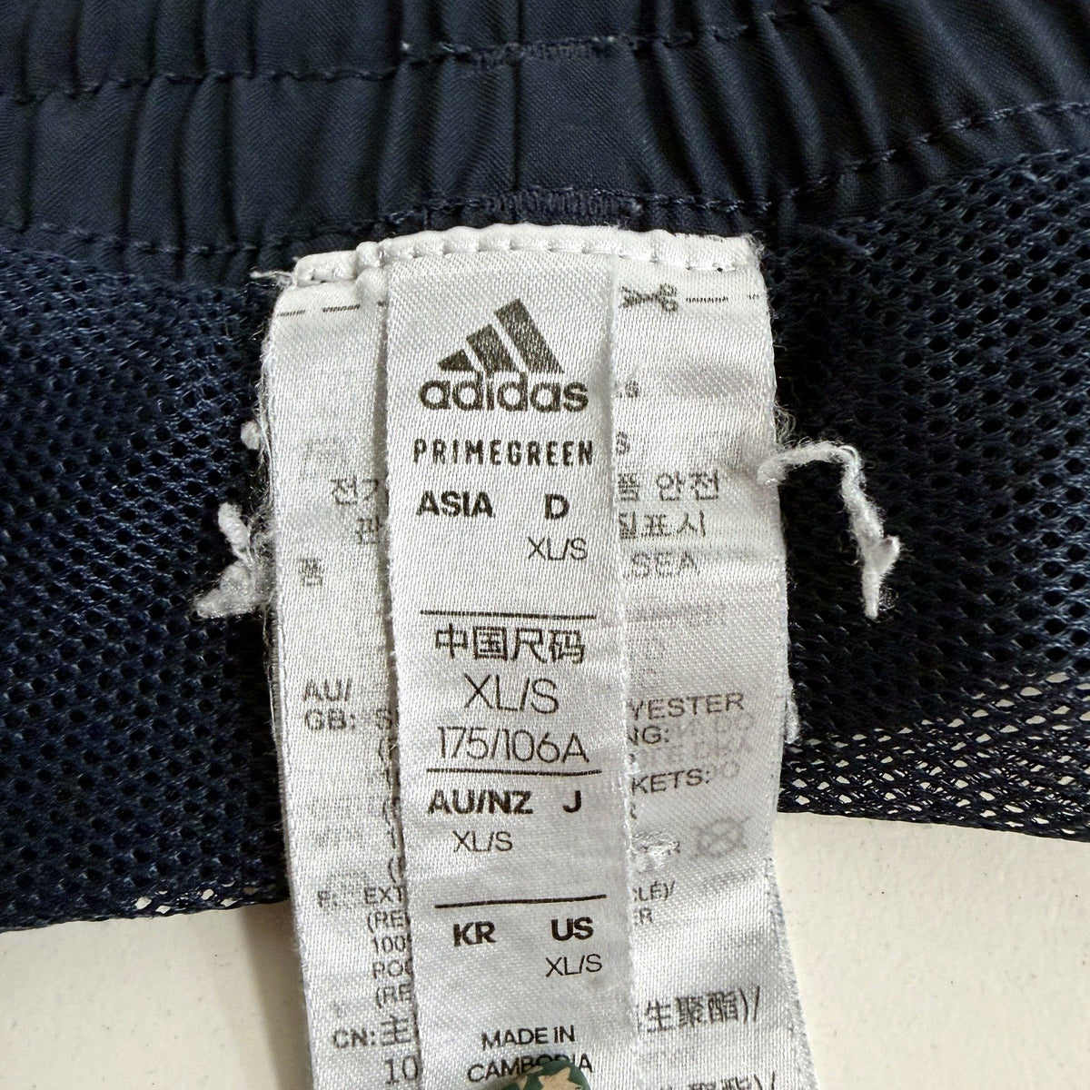 Adidas Mens Athletic Shorts Navy Blue White Stripes XL