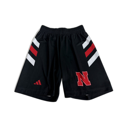 Adidas Boys Athletic Shorts Black with Red White Stripes Size S