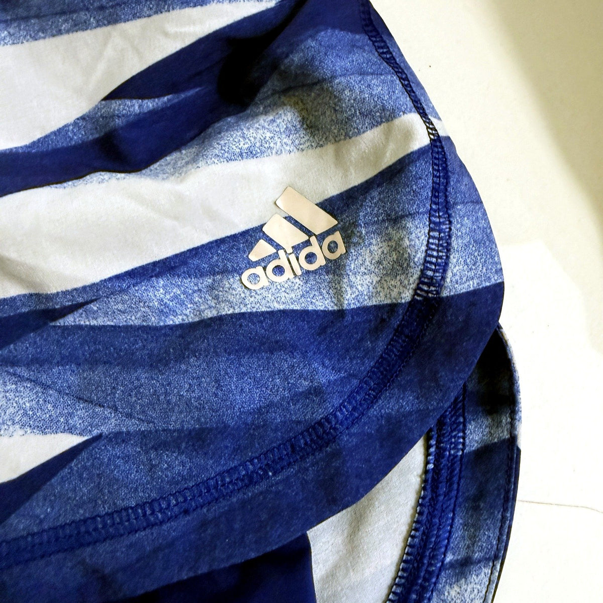 Adidas Womens Athletic Shorts Navy Blue White Striped XS