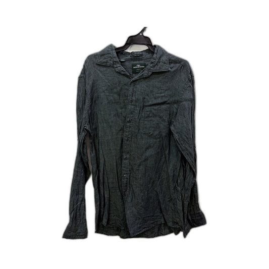 Rodd & Gunn Mens Linen Button-Up Shirt Charcoal Gray Sports Fit Size L