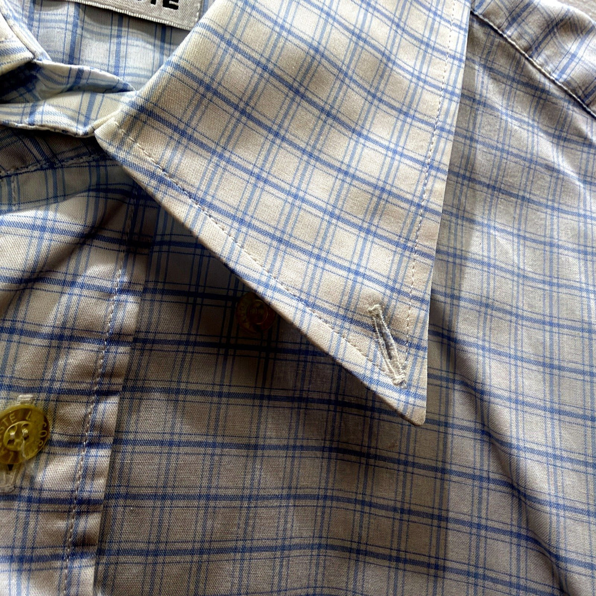 Lacoste Mens Light Blue White Check Dress Shirt Size 42 Button-Up