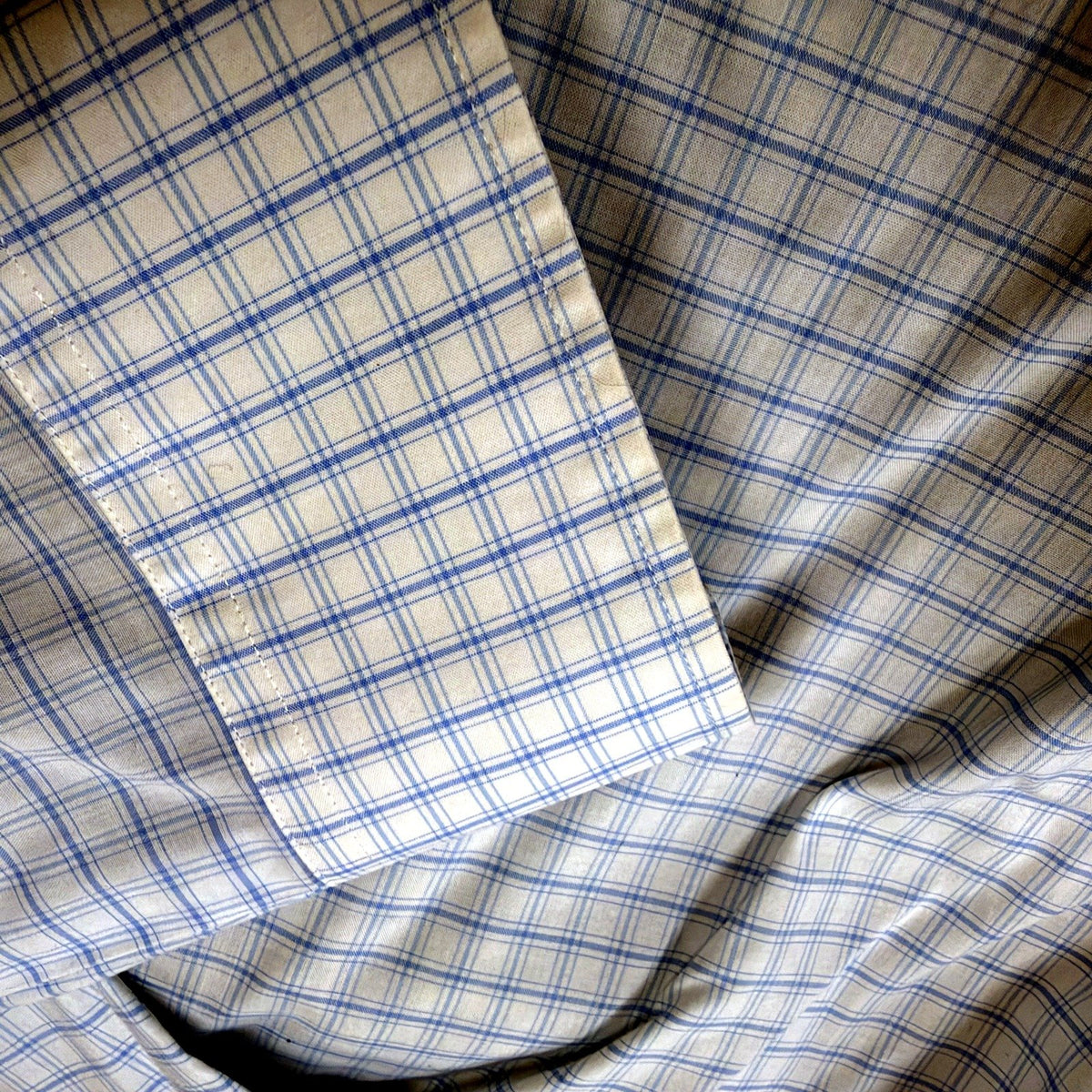 Lacoste Mens Light Blue White Check Dress Shirt Size 42 Button-Up