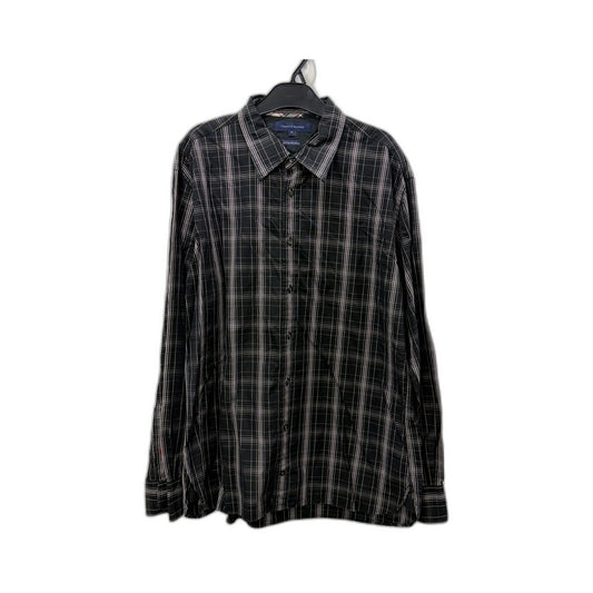 Tommy Hilfiger Mens Black Grey Plaid Long Sleeve Button-Up Shirt XL