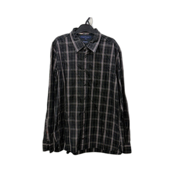 Tommy Hilfiger Mens Black Grey Plaid Long Sleeve Button-Up Shirt XL