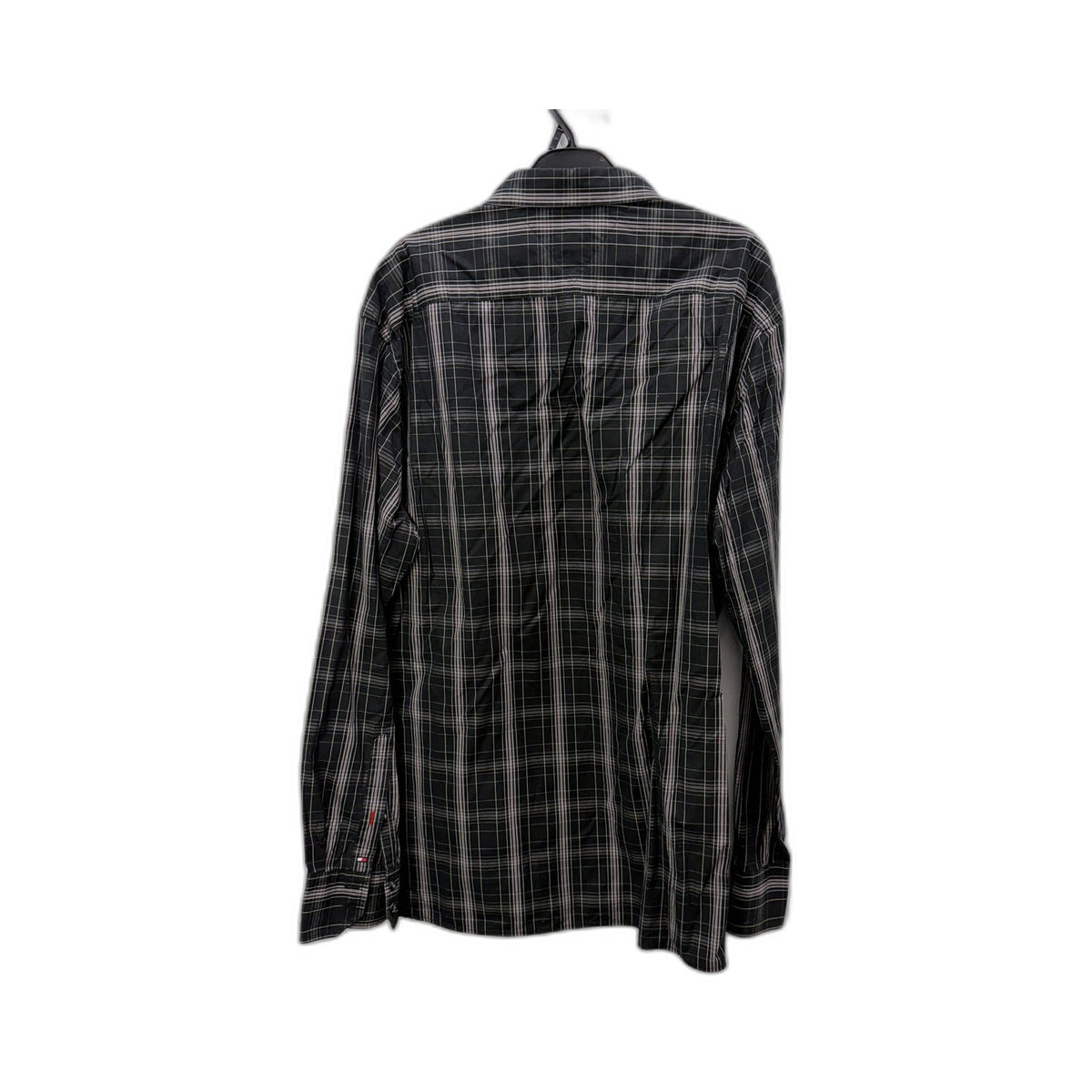Tommy Hilfiger Mens Black Grey Plaid Long Sleeve Button-Up Shirt XL