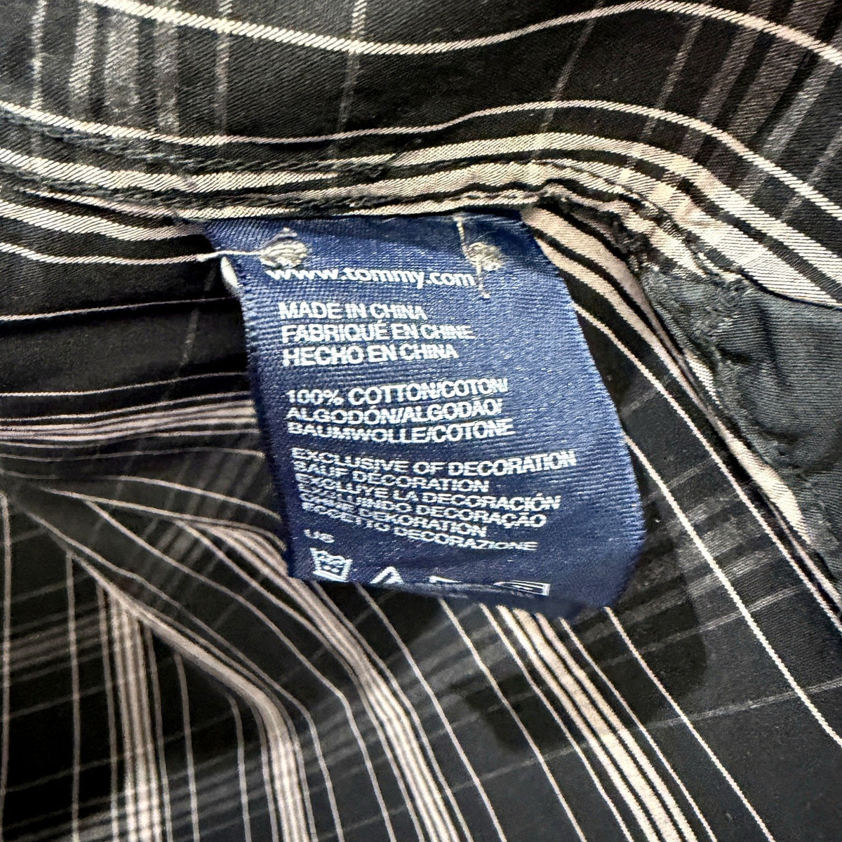 Tommy Hilfiger Mens Black Grey Plaid Long Sleeve Button-Up Shirt XL