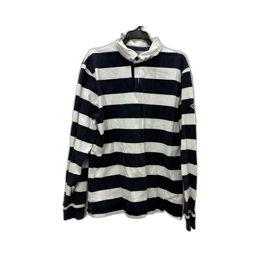 Rodd & Gunn Mens Navy Blue White Striped Rugby Shirt Size XL