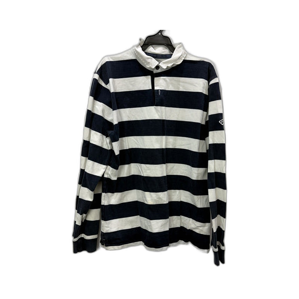 Rodd & Gunn Mens Navy Blue White Striped Rugby Shirt Size XL