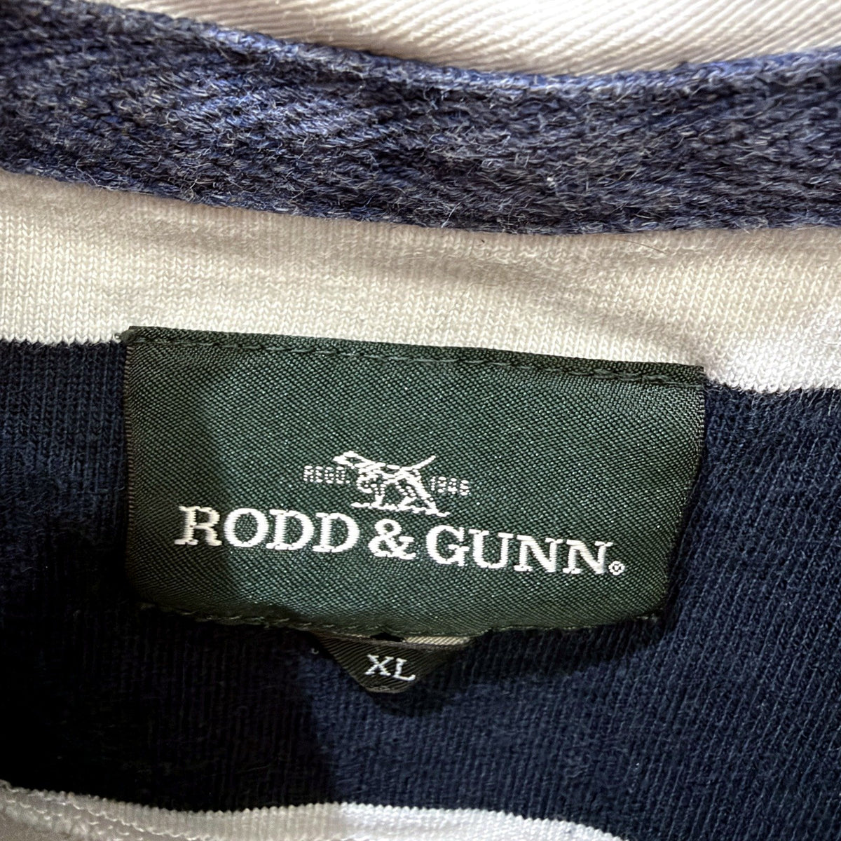 Rodd & Gunn Mens Navy Blue White Striped Rugby Shirt Size XL