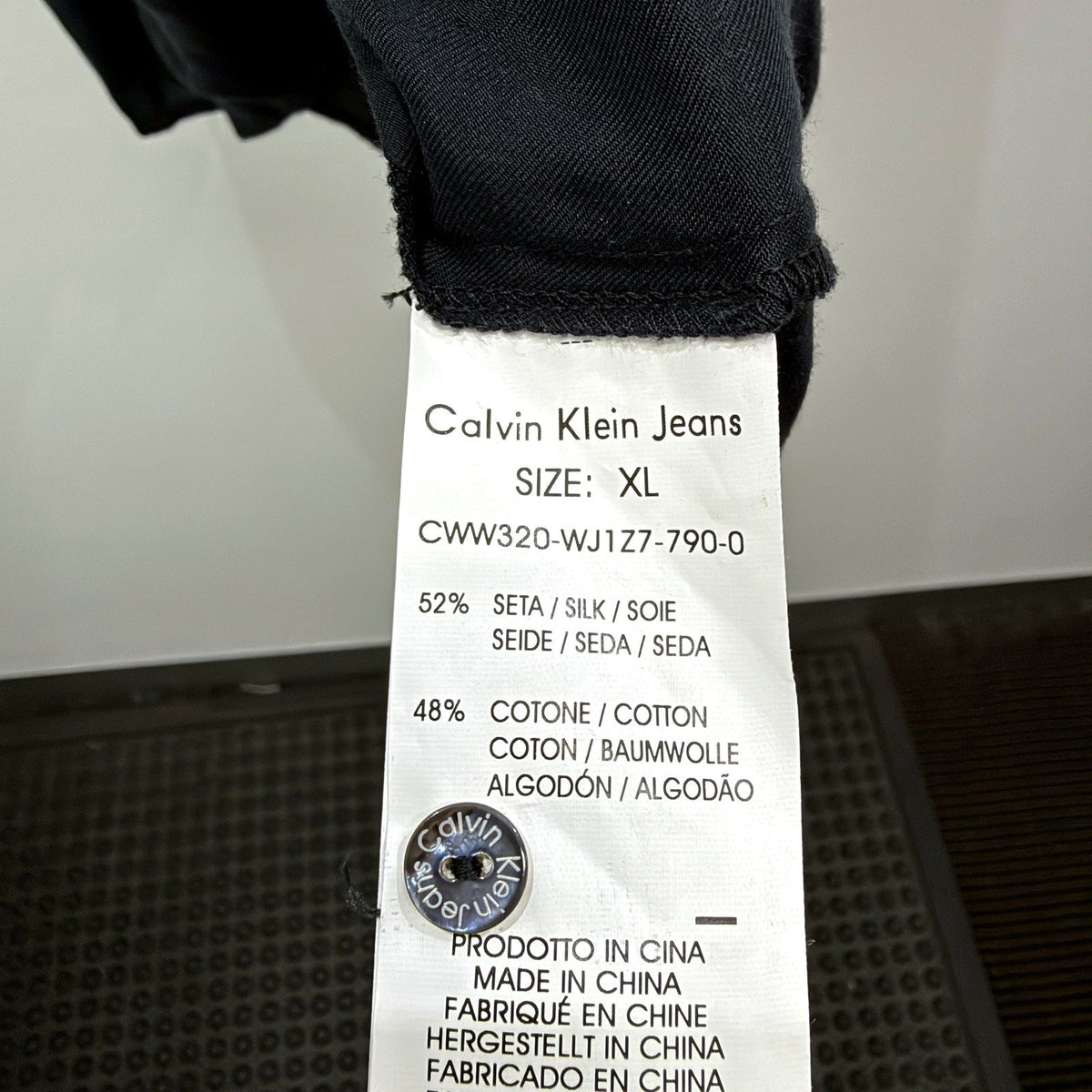 Calvin Klein Jeans Womens Black Shirt Dress Size XL CWW320 NEW