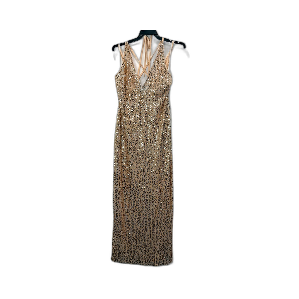 Shareen Collections Womens Gold Sequin Evening Gown Formal Maxi Size 12 NEW