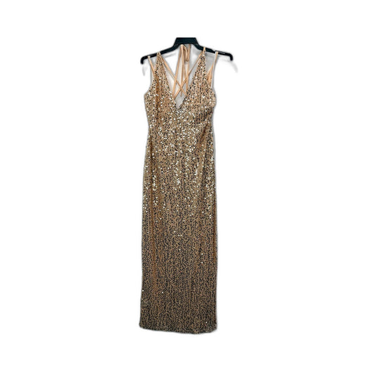 Shareen Collections Womens Gold Sequin Evening Gown Formal Maxi Size 12 NEW