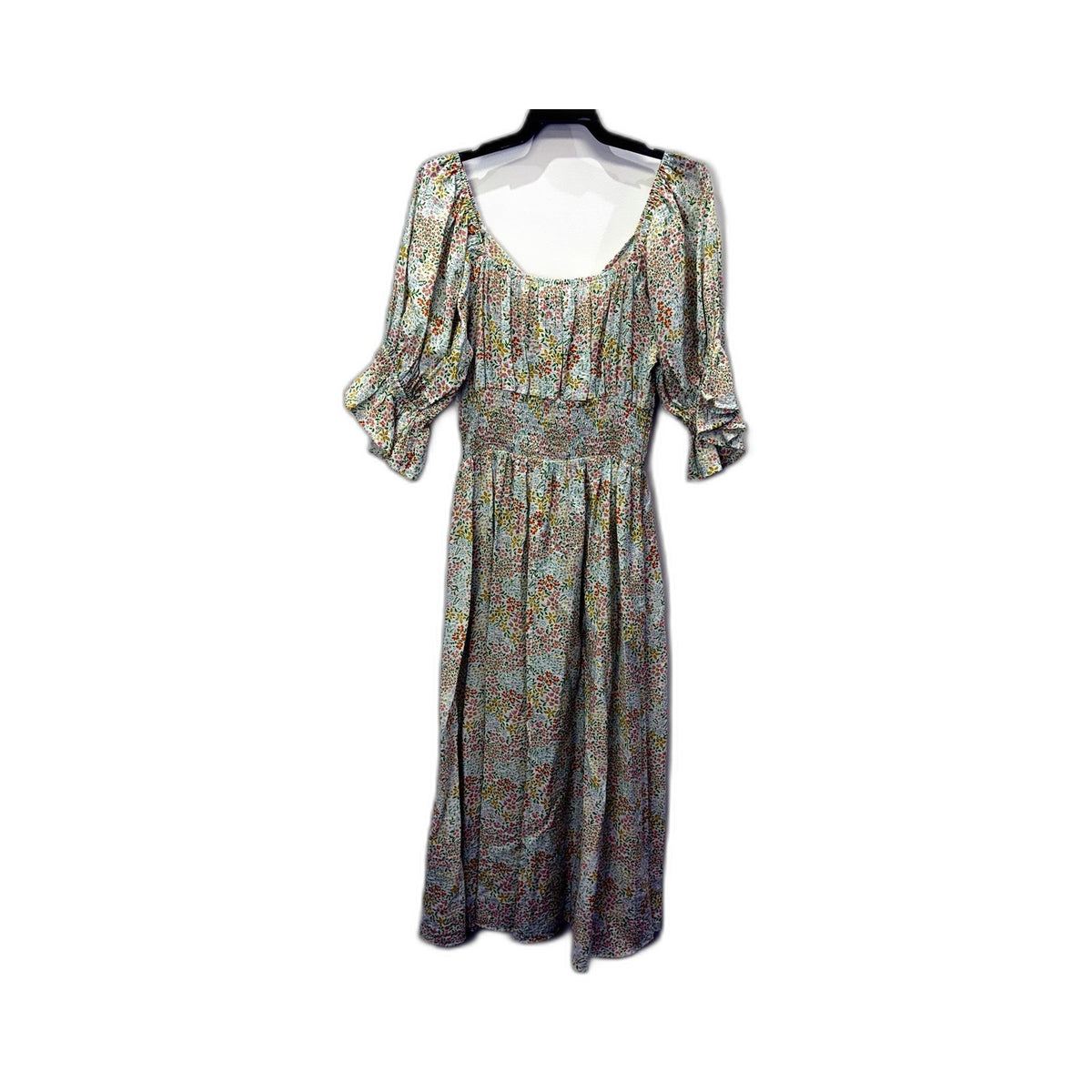 Feather + Noise Womens Floral Midi Dress Puffed Sleeve Size 8 NEW