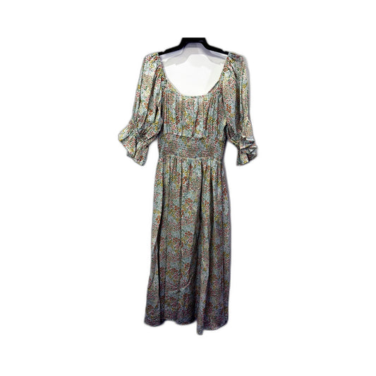 Feather + Noise Womens Floral Midi Dress Puffed Sleeve Size 8 NEW