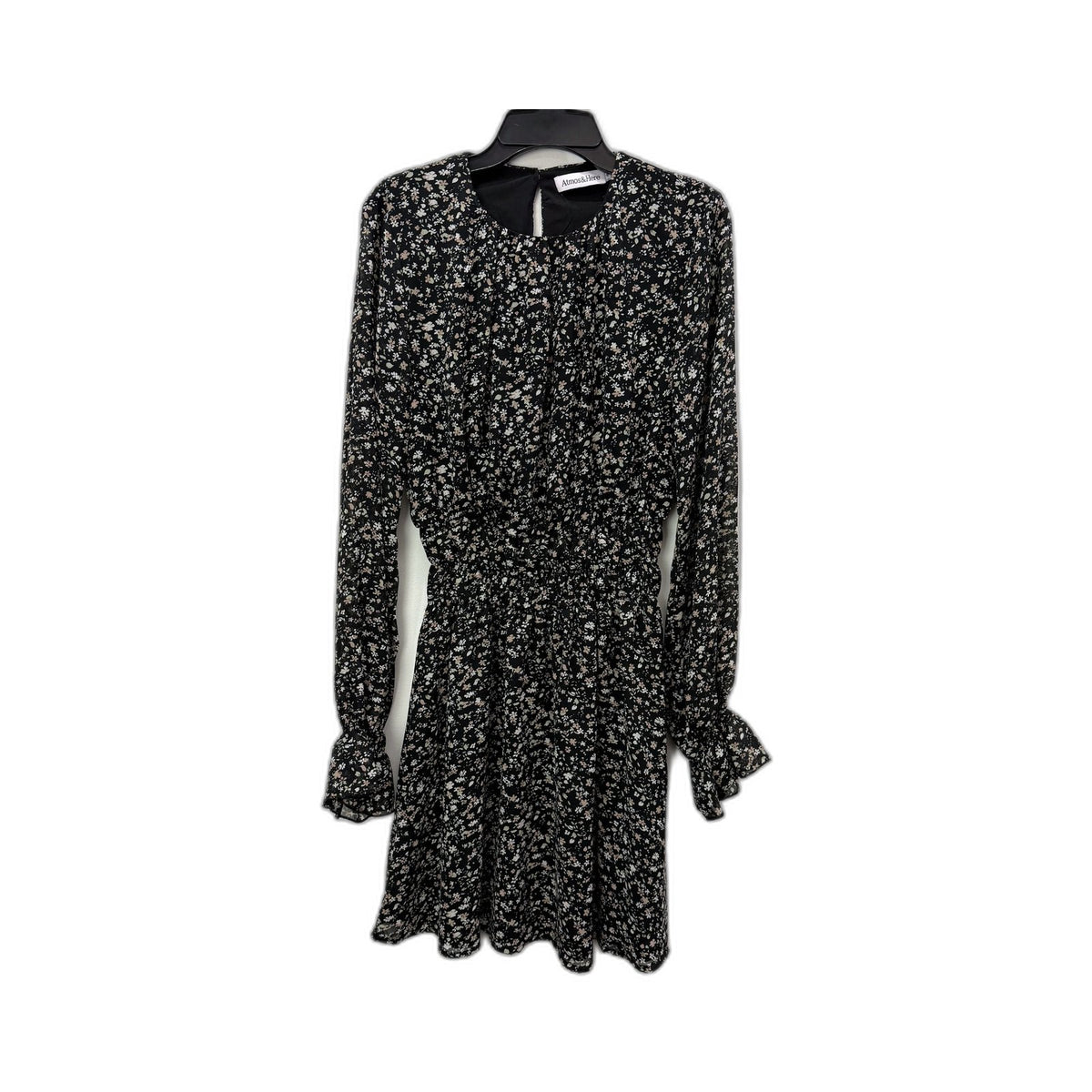 Atmos&Here Womens Black Floral Print Long Sleeve Dress Size 6 NEW