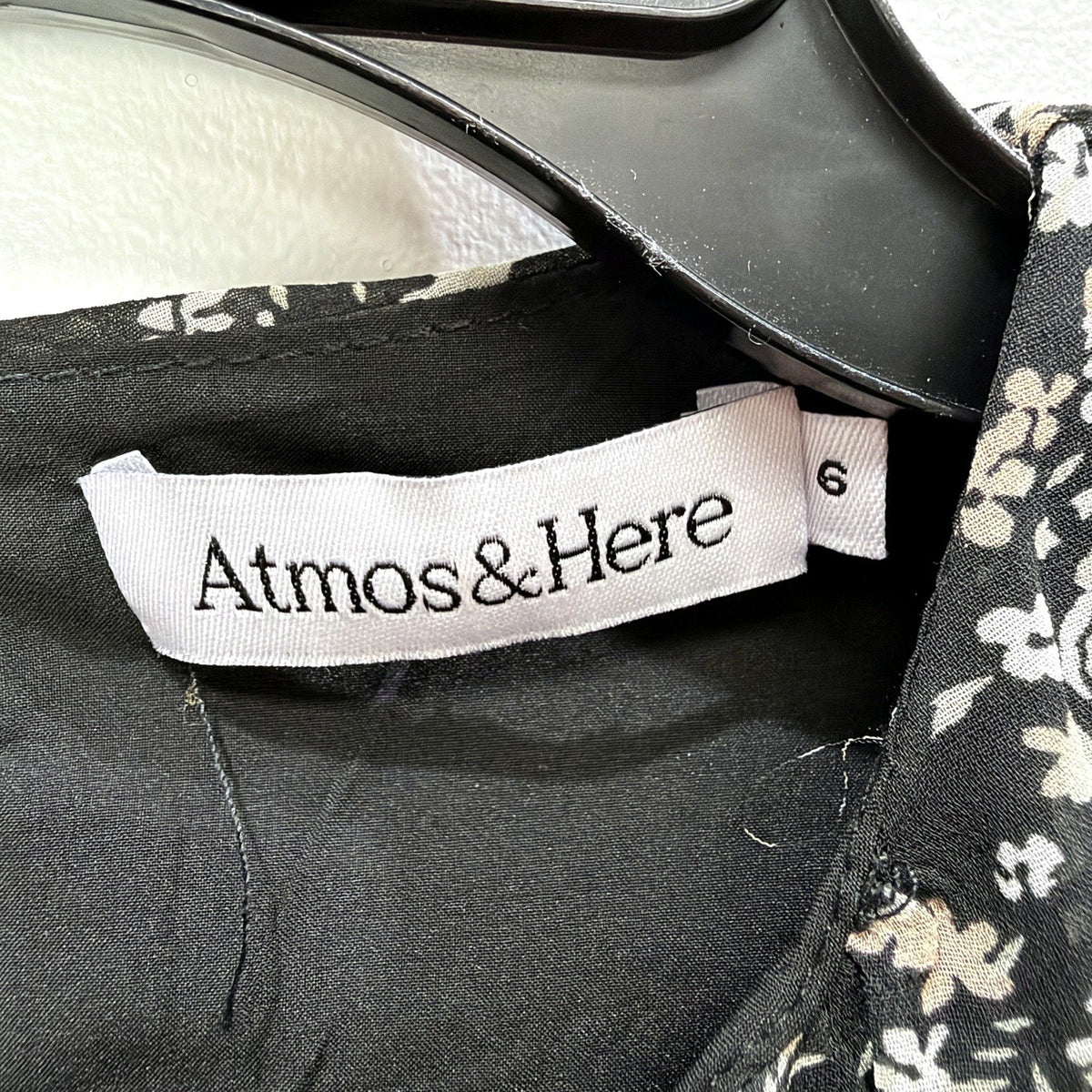Atmos&Here Womens Black Floral Print Long Sleeve Dress Size 6 NEW