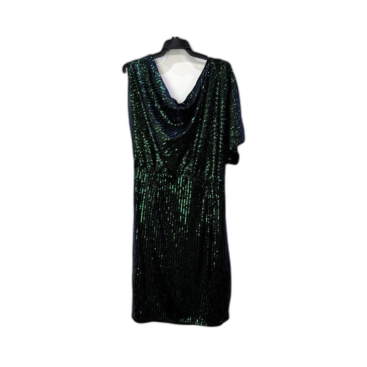 Black Womens Iridescent Sequin Cold Shoulder Dress Size 2XL NEW