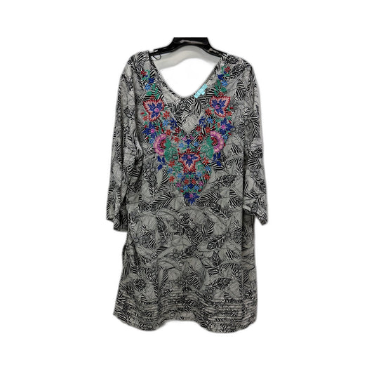 Blue Illusion Womens Tunic Dress Embroidered Floral Black White Size L