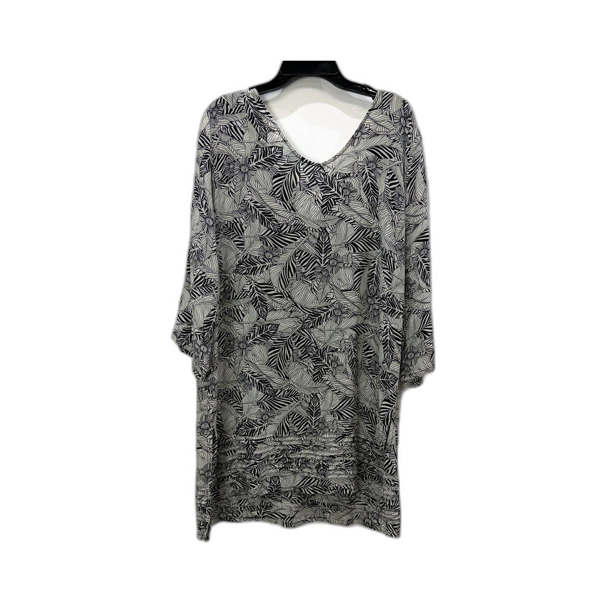 Blue Illusion Womens Tunic Dress Embroidered Floral Black White Size L