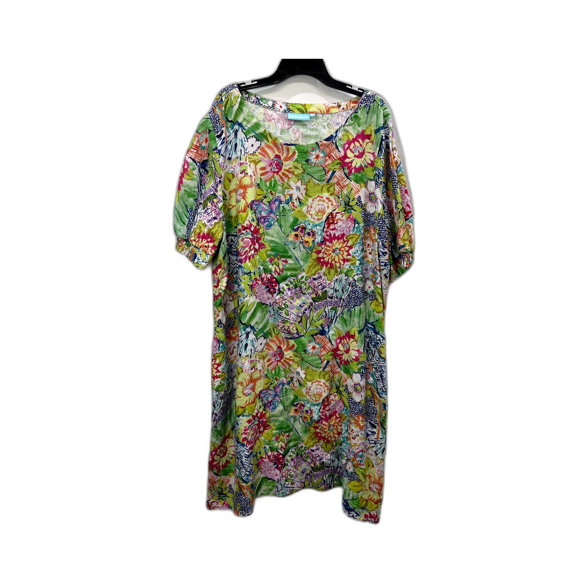 Blue Illusion Womens Short Sleeve Floral Dress Multi Color 3XL