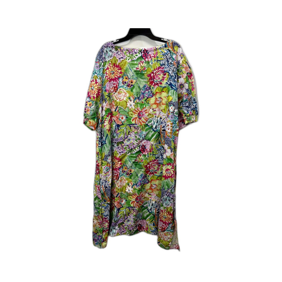 Blue Illusion Womens Short Sleeve Floral Dress Multi Color 3XL