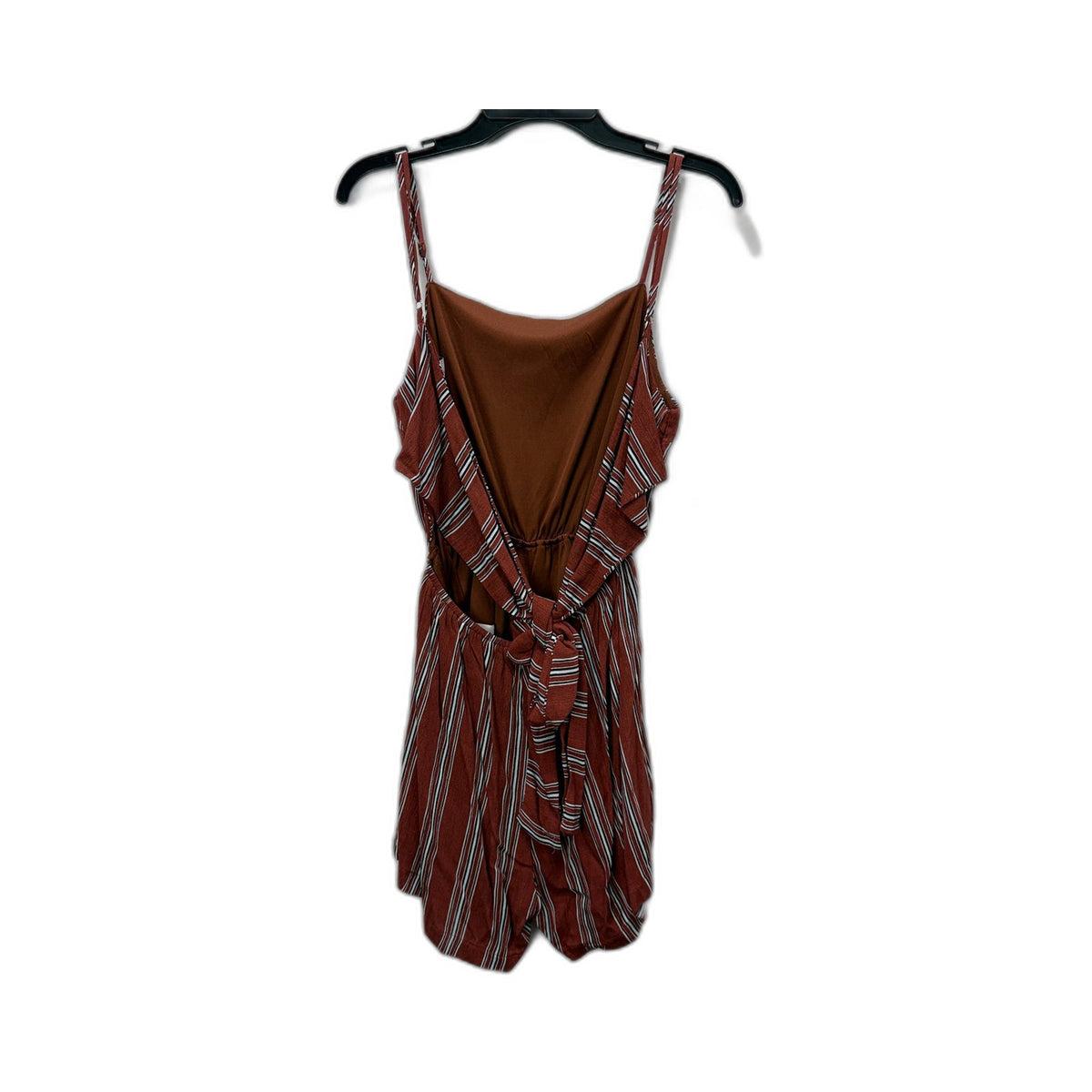Luck & Trouble Womens Striped Playsuit Exposed Back Tie Bubble Hem Size 6