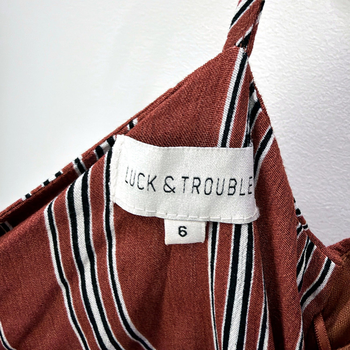 Luck & Trouble Womens Striped Playsuit Exposed Back Tie Bubble Hem Size 6