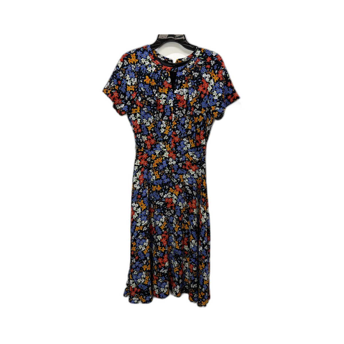 Review Womens Floral Midi Dress Multi Color Multicolor Short Sleeve Size 8