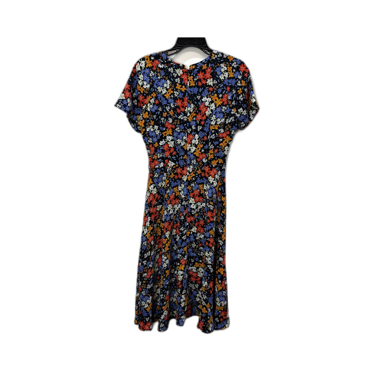 Review Womens Floral Midi Dress Multi Color Multicolor Short Sleeve Size 8