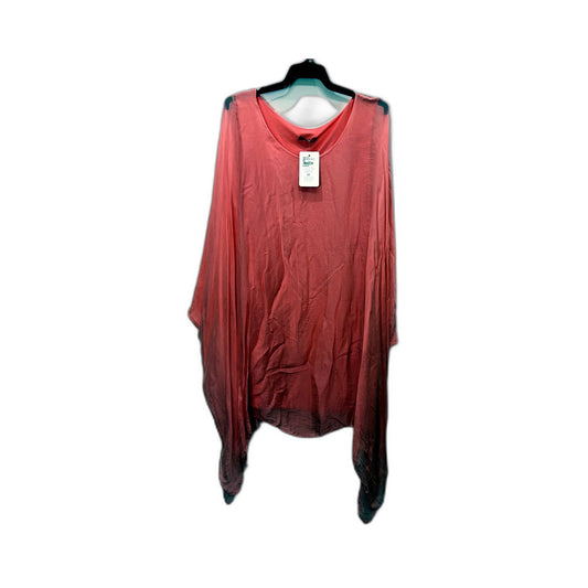 Italy Womens Silk Poncho Draped Cape Coral Pink Size L Top NEW