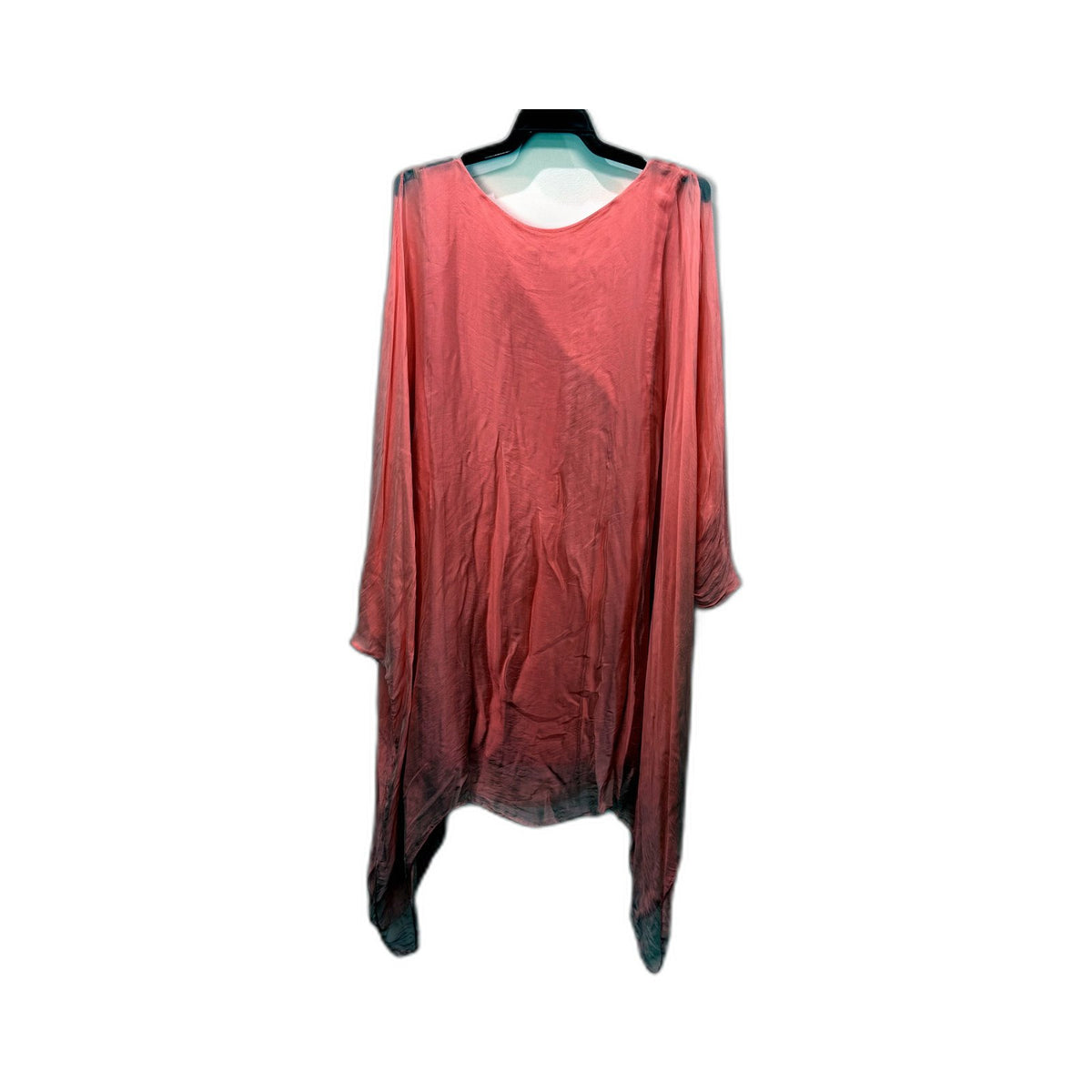 Italy Womens Silk Poncho Draped Cape Coral Pink Size L Top NEW