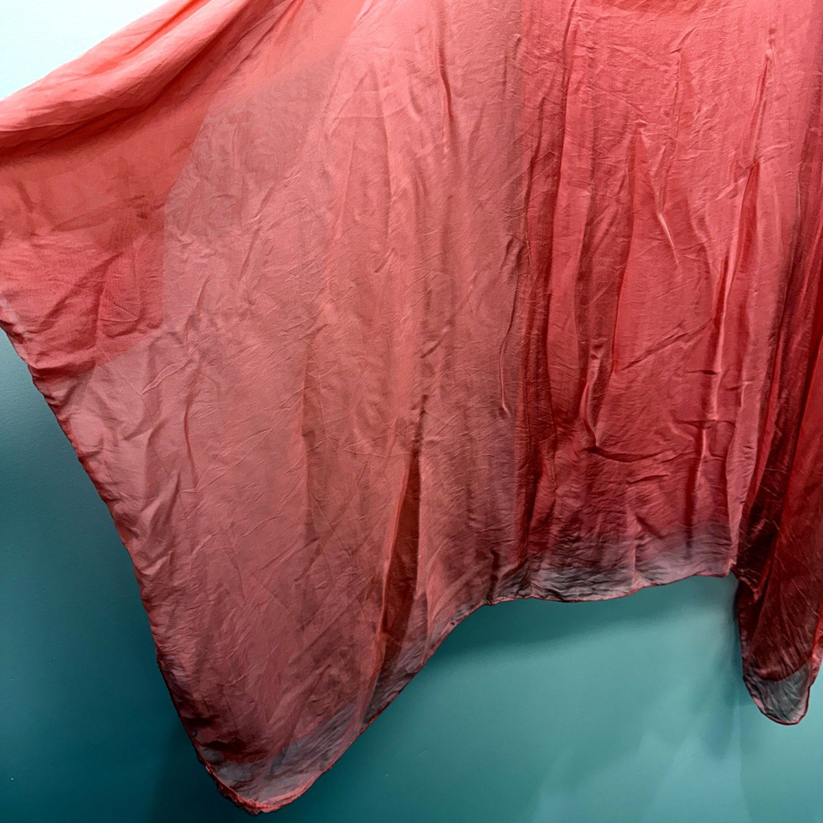 Italy Womens Silk Poncho Draped Cape Coral Pink Size L Top NEW