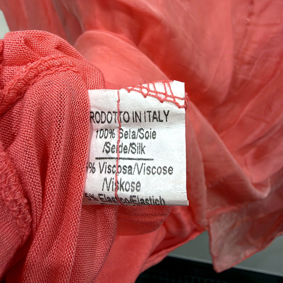 Italy Womens Silk Poncho Draped Cape Coral Pink Size L Top NEW