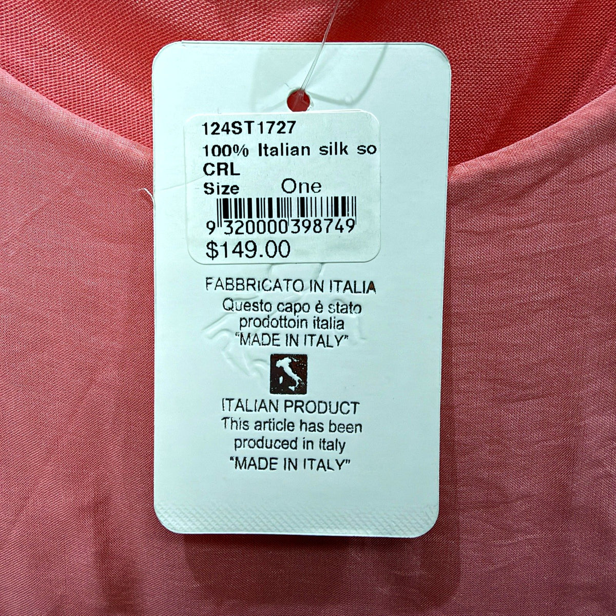 Italy Womens Silk Poncho Draped Cape Coral Pink Size L Top NEW