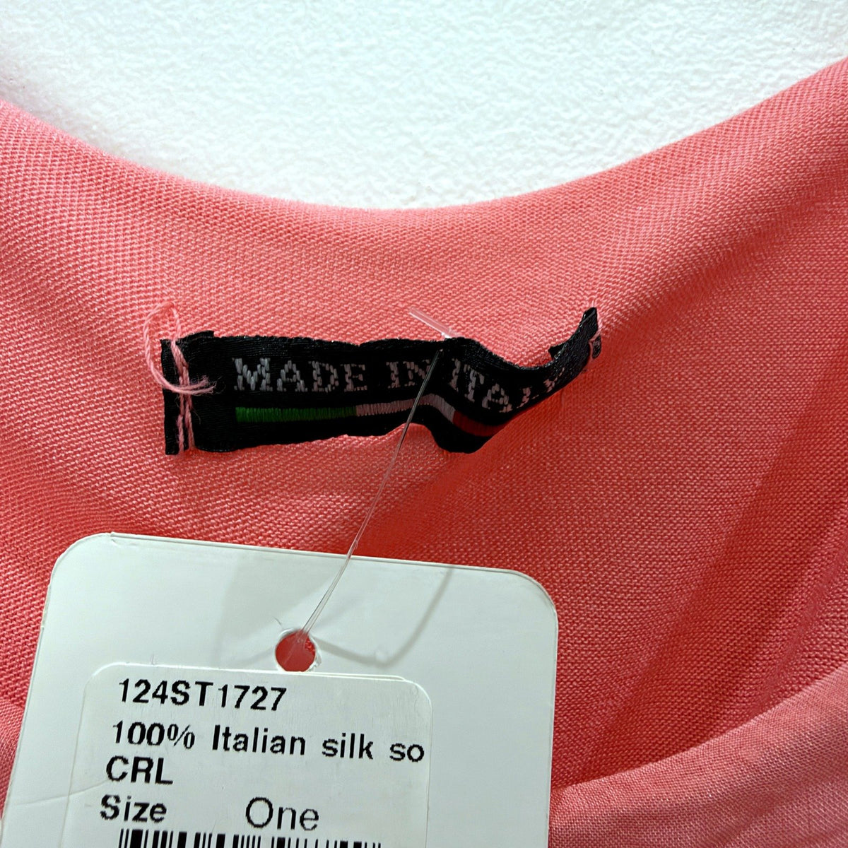 Italy Womens Silk Poncho Draped Cape Coral Pink Size L Top NEW