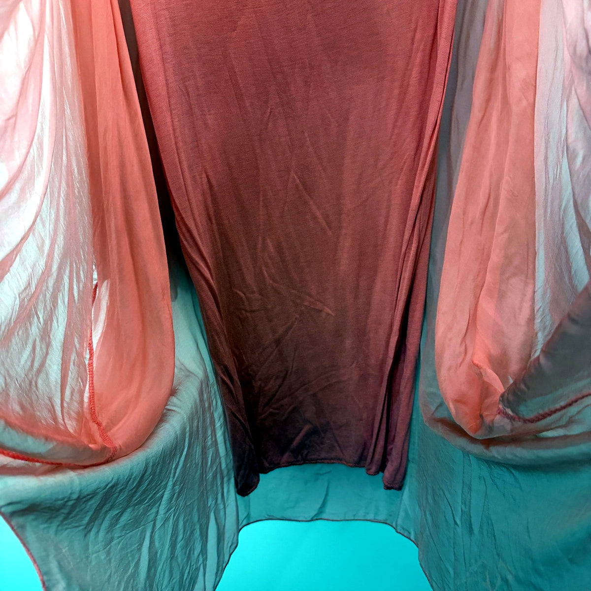 Italy Womens Silk Poncho Draped Cape Coral Pink Size L Top NEW