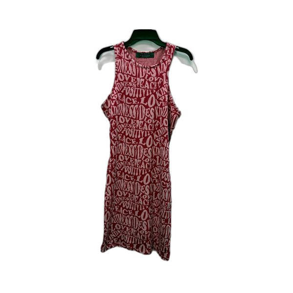 Primark Womens Sleeveless Tank Dress Burgundy Red Print Size 10