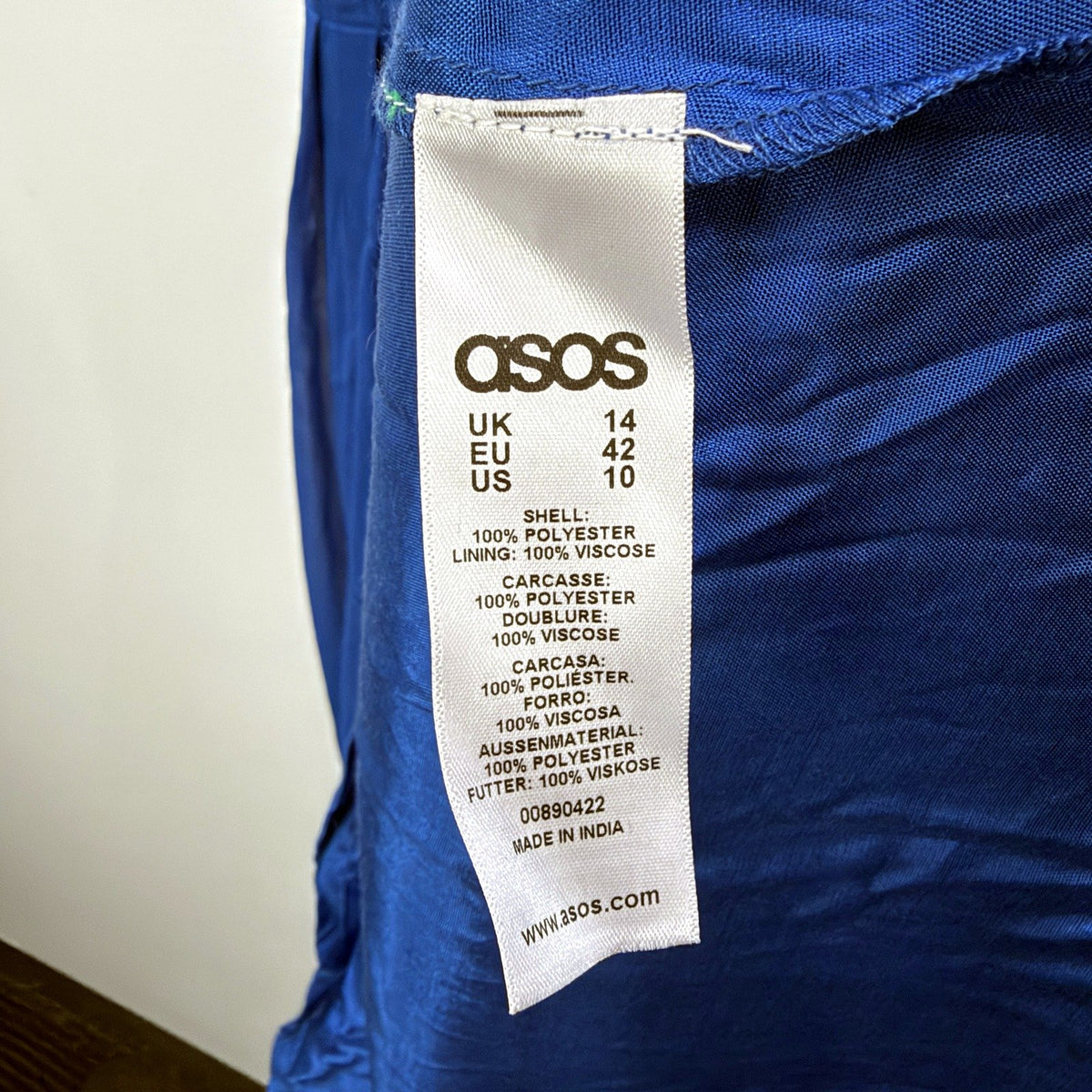 ASOS Womens Royal Blue Sleeveless Pleated Dress Size 14 NEW