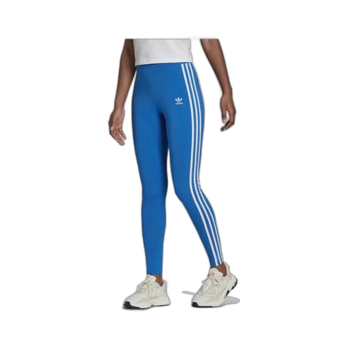 Adidas Womens 3 Stripes Blue Leggings Tight Fit Size 14 NEW
