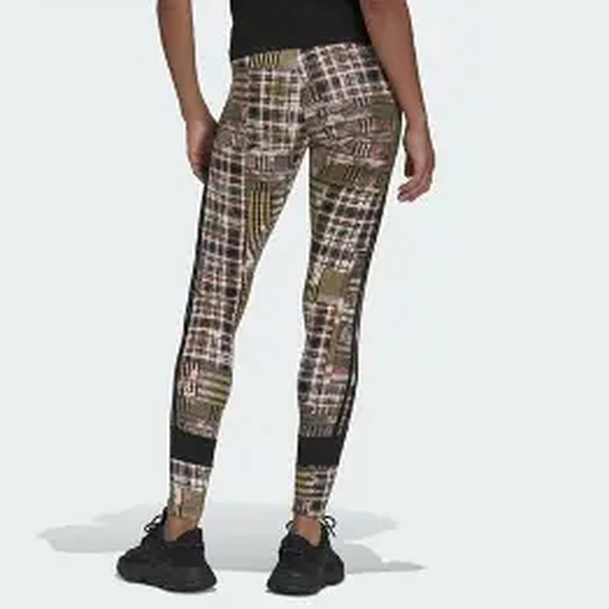 Adidas Womens Plaid Leggings Multicolor Multi Color Stripes Size 2XS NEW