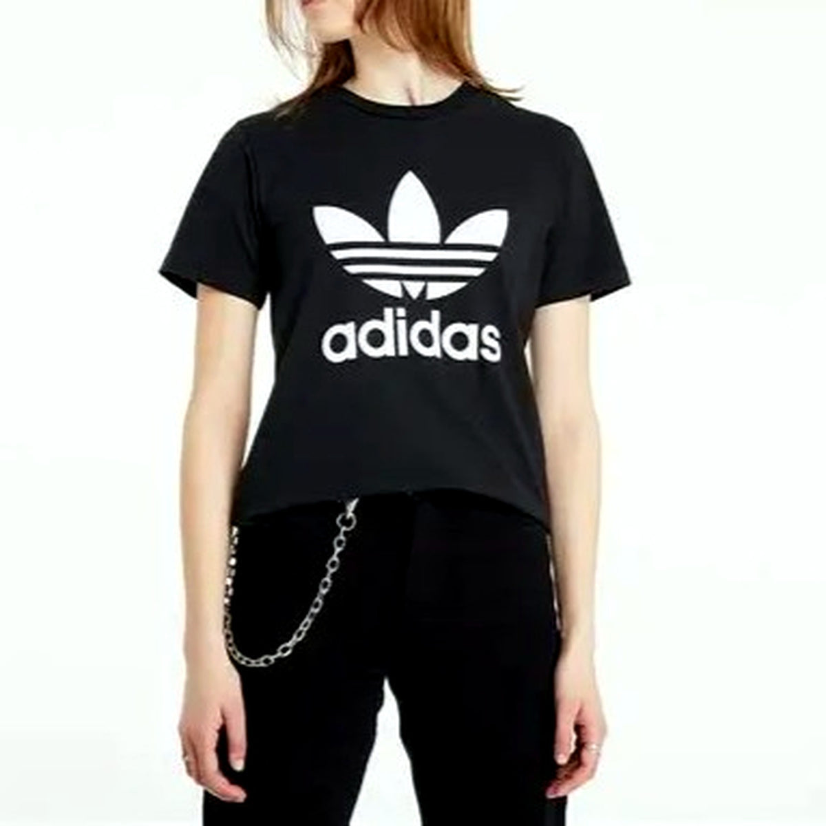 Adidas Womens Trefoil T-Shirt Classic Black Size 16 Casual Fit NEW