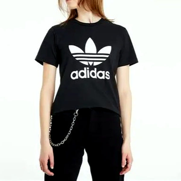 Adidas Womens Trefoil T-Shirt Classic Black Size 16 Casual Fit NEW
