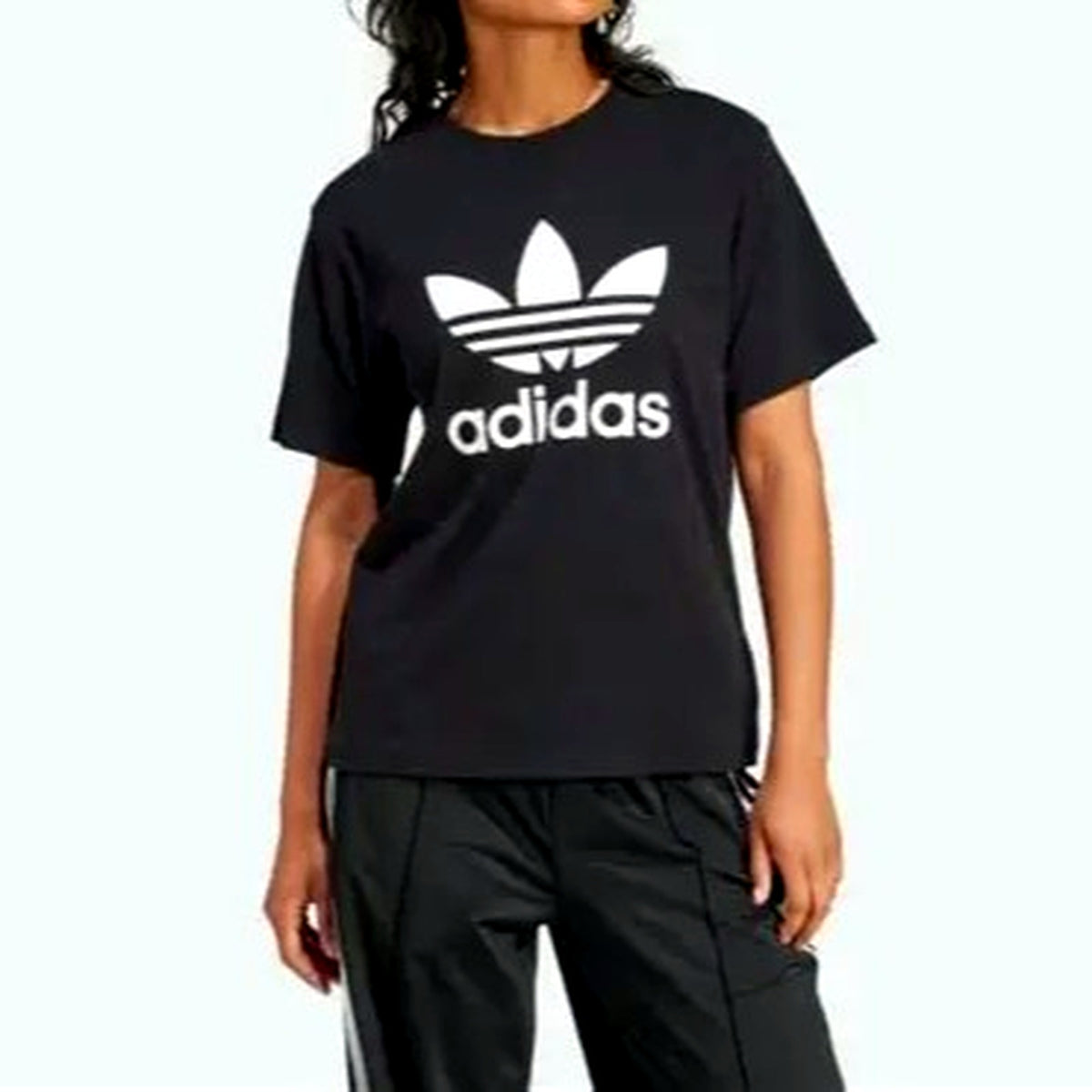 Adidas Womens Trefoil T-Shirt Classic Black Logo Size S GN2896 NEW
